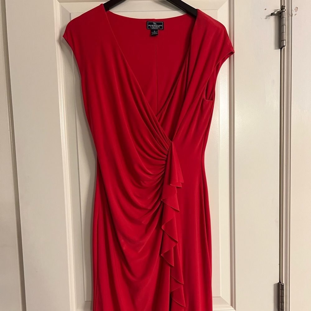 American Living Red Gathered Dress